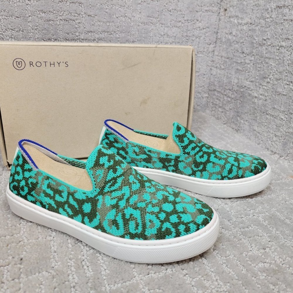 Rothy's The Kids Sneaker Aqua Camo Slip On Shoes Little Kids Size 2 - Picture 5 of 10